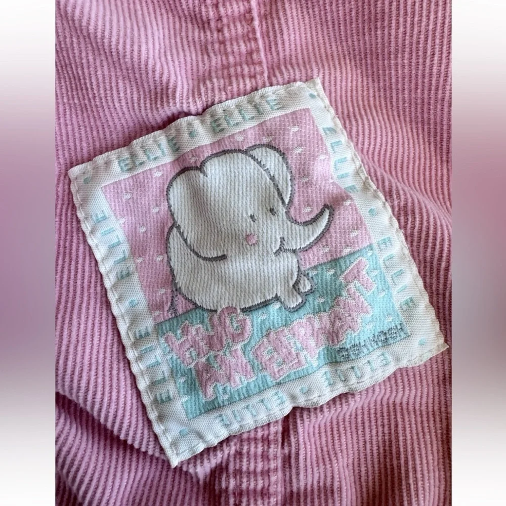 Vintage 90s Osh Kosh B'Gosh Girls Pink Overalls Elephant Corduroy USA Size 24 M